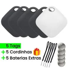 Kit 05 Rastreador Tag Inteligente iPhone Certificado iOS + 5 Baterias Extras