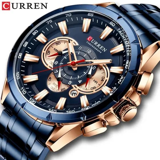 Curren Relógios Quartzo Aço esporte pulso Inoxidável Top Luxo Marca Militar Moda à prova d'água Ponteiros Luminosos 8363