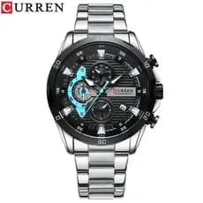 Relógio Curren 8402 Homens em Aço Esporte Pulso Inoxidável Top Luxo Marca Militar Moda à prova d'água, Quartzo