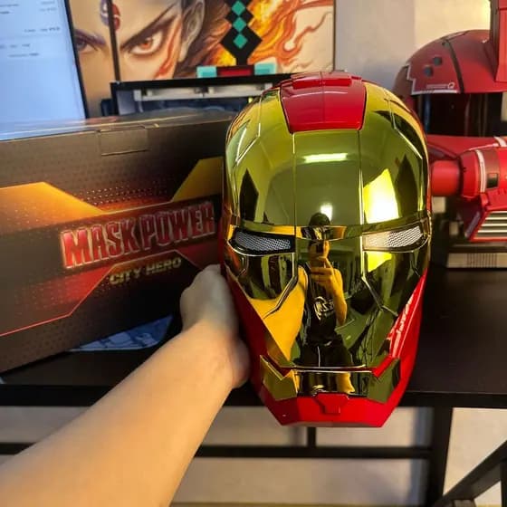 Homem de ferro capacete mk5 Jarvis capacete luminoso abertura Manual fechamento Wearable legal crianças cos máscara brin