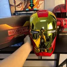 Homem de ferro capacete mk5 Jarvis capacete luminoso abertura Manual fechamento Wearable legal crianças cos máscara brin