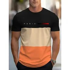Camiseta Masculina Novidade 3D Com Gola Redonda , Tecido Casual De Malha De Poliéster