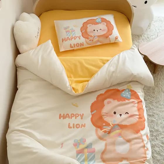 Conjunto de três peças de colcha de algodão puro para jardim de infância, classe A, incluindo lençol de algodão puro par