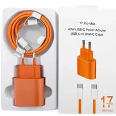 Carregador 40w Turbo iPhone 17 16 15 Pro Max Completo Fonte USB C e Cabo Tipo C Original