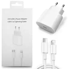 Carregador iPhone 20W Turbo + Cabo USB-C + Lightning Carga Super Rápida