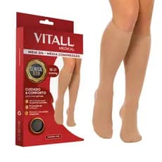 Meia 3/4 Média Compressão Vitall Medical Com Ponteira Varizes Cansaço Pós Cirurgia