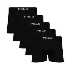 Kit 5 Cuecas Polo Star Boxer Microfibra Confortável Preto
