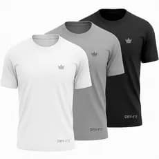 Kit 3 Camisetas Dry Fit Masculina Corrida Ciclismo Rei do Esporte Academia Treino UV