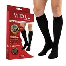 Meia De Compressão 3/4 Com Ponteira Varizes Inchaço Trabalho Vitall 18-21 mmHg Masculina