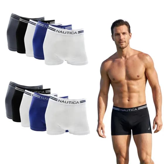 Kit 10 Cuecas Boxer Masculina Nautica em Microfibra Lisa Sem Costura Sortido