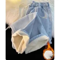 Engrossar Quente Veludo Forrado Perna Larga Jean Moda Cintura Alta Lavagem Novo Vaqueros Outono Inverno Clássico Neve We