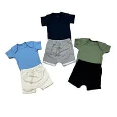 Conjunto Bebê Body Bebê Manga Curta e Short Recém Nascido  100% Algodão de Alta Qualidade Confortavél