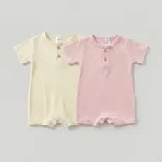 Kit 2 Macaquinhos Bebê Menina Ribana Canelada 2x1 Algodão Verão Candy Colors Design Exclusivo Premium
