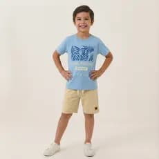 Conjunto Infantil Menino Camiseta e Short Para o Dia a Dia Leve Macio Estiloso Estampado Básico