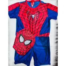 Roupa infantil macacão Homem-Aranha + máscara tecido herói aranha menino