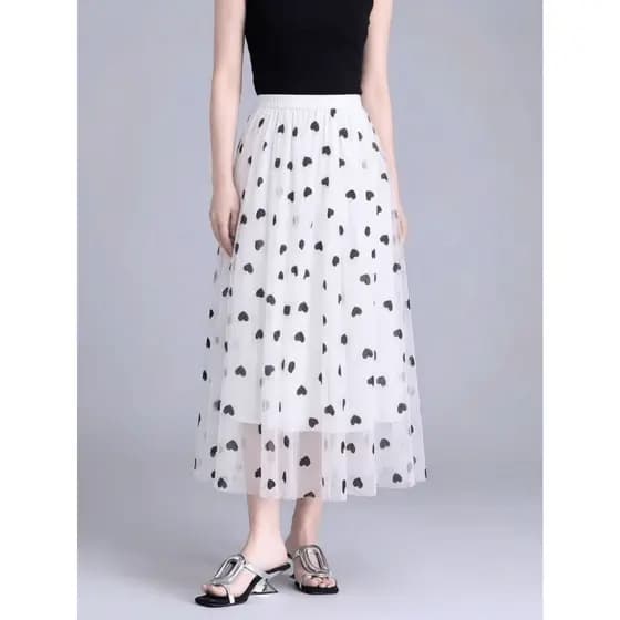 Saia  Moda Feminina Midi Comprida Longa Elegante e Elastica de coraçao/saia midi/saia tule/saia longa
