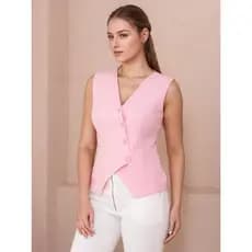 Colete Assimétrico Com bolso e 4 botoes Twill
