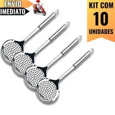 Kit 10 Escumadeiras de Inox 33cm – Ideal Para Cozinhas Industriais, Restaurantes e Uso Profissional
