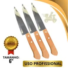 Facas Profissionais de Chef 6" em Aço Inox com Cabo de Madeira – Qualidade e Precisão para sua Cozinha