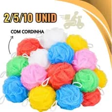 Kit 2 5 ou 10 Esponjas de Banho Nylon Esfoliante Cores Sortidas Espuma Macia Limpeza Corporal