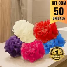 Conjunto com 50 Esponjas de Banho Esfoliante Cores Variadas de de Nylon Econômica, Pele Bonita e Saudável