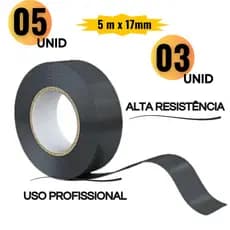 Fita Isolante 17mm X 5 Metros Profissional Antichamas Rolos Adesiva Preta Original