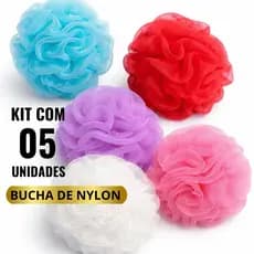 5 Esponjas de Banho Esfoliante Cores Variadas de de Nylon Economica Sortidas Pele Limpa Mulheres