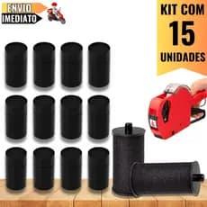 Kit 15 Refil De Tinta Para Etiquetadora Tinteiro Rolete 20mm Para Precificadora De Preço Manual Universal