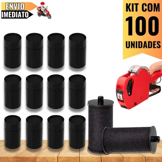 Kit 100 Refil De Tinta Para Etiquetadora Tinteiro Rolete 20mm Para Precificadora De Preço Manual Universal atacado
