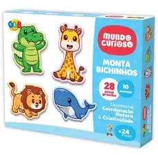 Brinquedo Pedagógico Monta Bichinhos 28 Peças