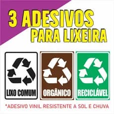 Adesivo P/ Lixeira Coleta Seletiva Comum Orgânico Reciclável