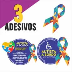 3 Adesivos autista a bordo, Lei, Simbolo adesivo sticker  (MOD.05)
