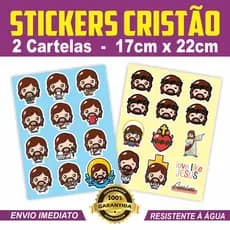 Cartela Adesivo Vinil Gospel Cristão Jesus para colar Biblia, Caderno, Celular, Tablet, Notebook, Carro, Instrumento Cristo (FUNKO)