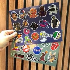 Cartela Adesivos STICKERS A prova D'Agua para Skate, Tablete, Agenda, Caderno, Celular, Notebook, Carro, Moto, Top