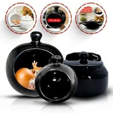 Kit Saleiro Com Tampa Porta Cebola e Alho Cerâmica Grande Gourmet Condimentos Alta Qualidade
