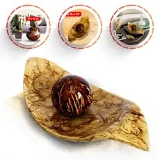 Kit Fruteira Cristal 40cm + Bola Cerâmica Enfeite Decoração Grande Centro Mesa com Bola