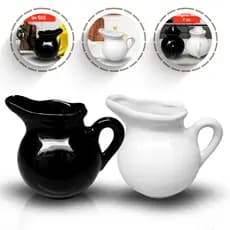 Leiteira Ceramica Preta Branca Porcelana Gourmet Premium