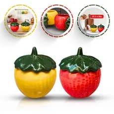 Pote Tomate Pequeno Com Tampa Multiuso Vermelho em Ceramica Decoração Cozinha Mutliuso Porta Temperos