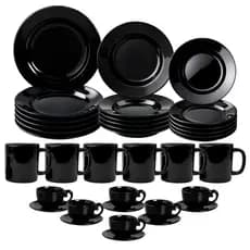 Aparelho de Jantar e Chá/Café Jogo de Jantar Kit 36/30/25 Peças Preto Branco Rosa Cerâmica Cristal Promocao Mais Vendido