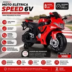 Moto Eletrica Infantil Speed 6v Vermelha ou Azul Carro Eletrico Criança Veiculo Eletrico Pequeno