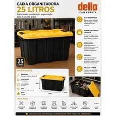 Organizador Casa Armazenamento Com Tampa Alta Resistência 25 Litros Preto