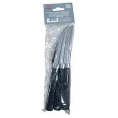 Kit 6 Facas Mesa Aço Inox Linha Gramado Preta Resistente Corte Preciso Achadinhos