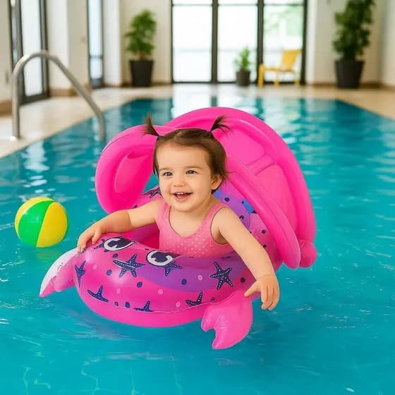 Bote Inflável Infantil Boia Caranguejo Rosa Vermelho Piscina Praia Brinquedo Flutuante Segurança Achadinhos