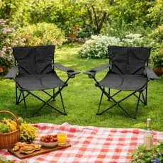 Conjunto Cadeira de Camping em Aço + Porta Copo