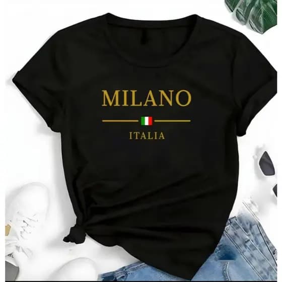 Camiseta T-shirt Linda Feminina Milano Italia Camisa