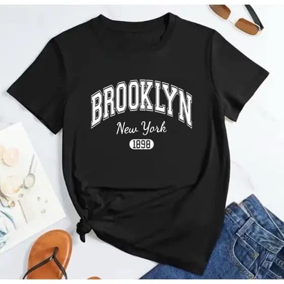 Camiseta Feminina Estampada Brooklyn New York Estilosa Moderna