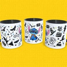 Caneca Stitch Harry Potter Grifinória Hogwarts ✨ Presente Geek Nerd Colecionável Pronta Entrega