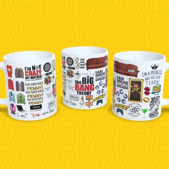 Caneca The Big Bang Theory Bazinga Icons ⚛️ Presente Geek Nerd Série Cientista Premium