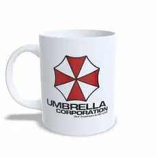 Caneca Resident Evil Umbrella Corporation Biohazard Cerâmica 325ml Premium Geek
