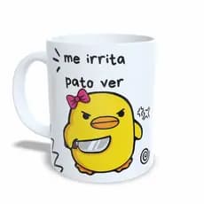 Caneca Pato Psicopata Me Irrita Pato Ver Meme Divertida Cerâmica 325ml